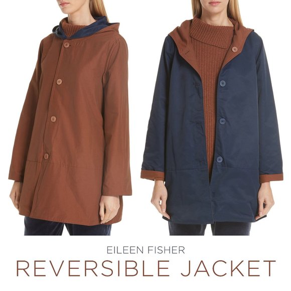 Eileen Fisher Jackets & Blazers - Eileen Fisher Reversible Hooded Jacket